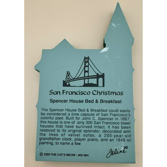 The Cats Meow San Francisco Christmas Spencer House Bed & Breakfast Wood - Picture 3 of 7